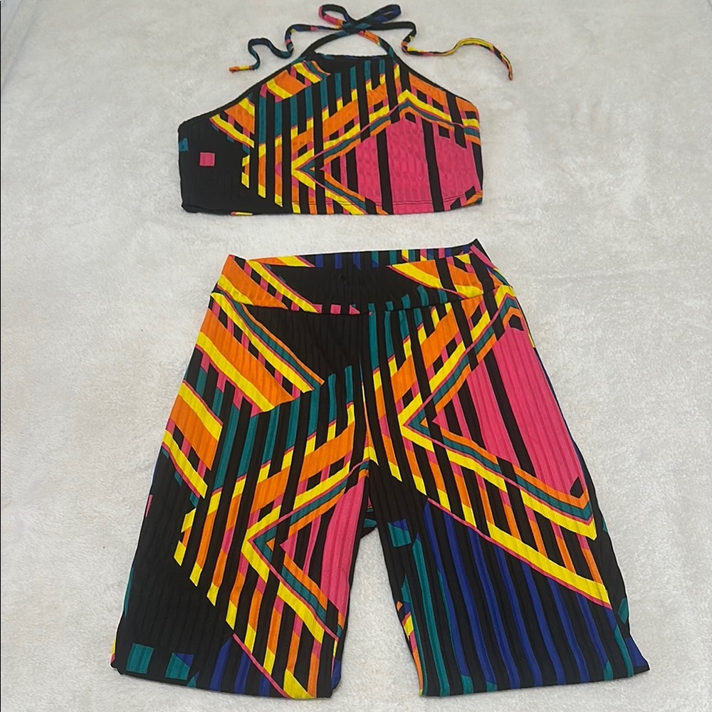 Colorful Geometric Two-Piece Set